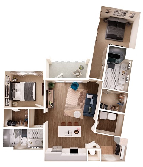 The Crown of Queen City Apartments in Charlotte, North Carolina B9 Floor Plan